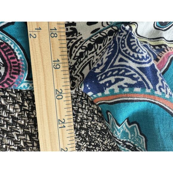 Chicos Paisley Linen Drape Jacket Size 1 US M Open Front 3/4 Sleeves Lagenlook - Picture 9 of 12